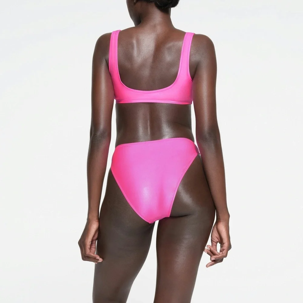 SKIMS Pink Shine Scoop Neck Bikini Top